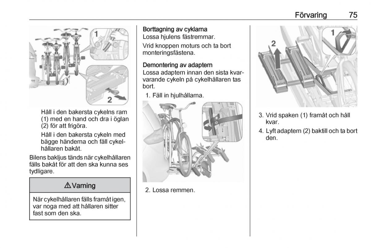 manual  Opel Zafira C FL instruktionsbok / page 77