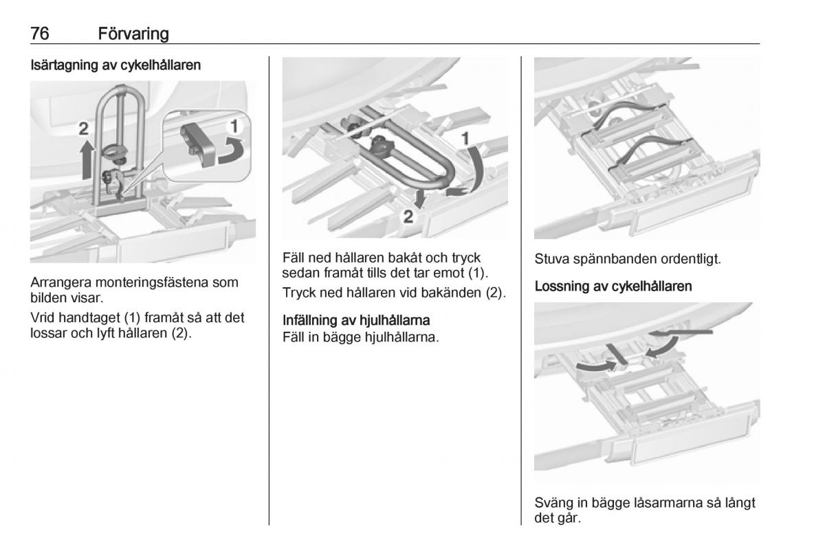 Opel Zafira C FL instruktionsbok / page 78