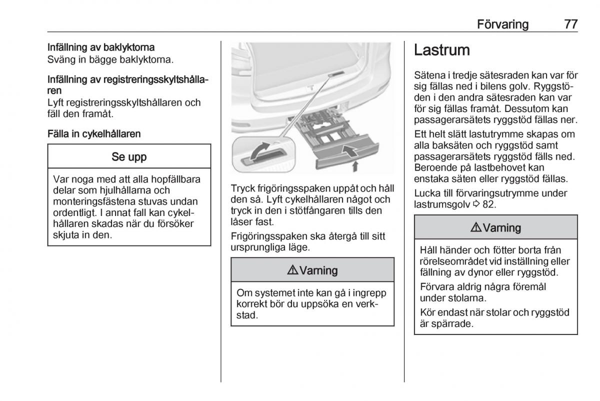 manual  Opel Zafira C FL instruktionsbok / page 79