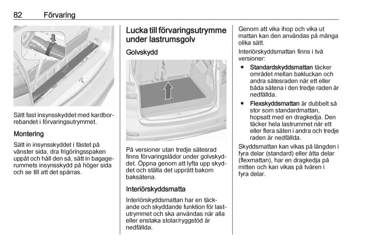 Opel Zafira C FL instruktionsbok / page 84