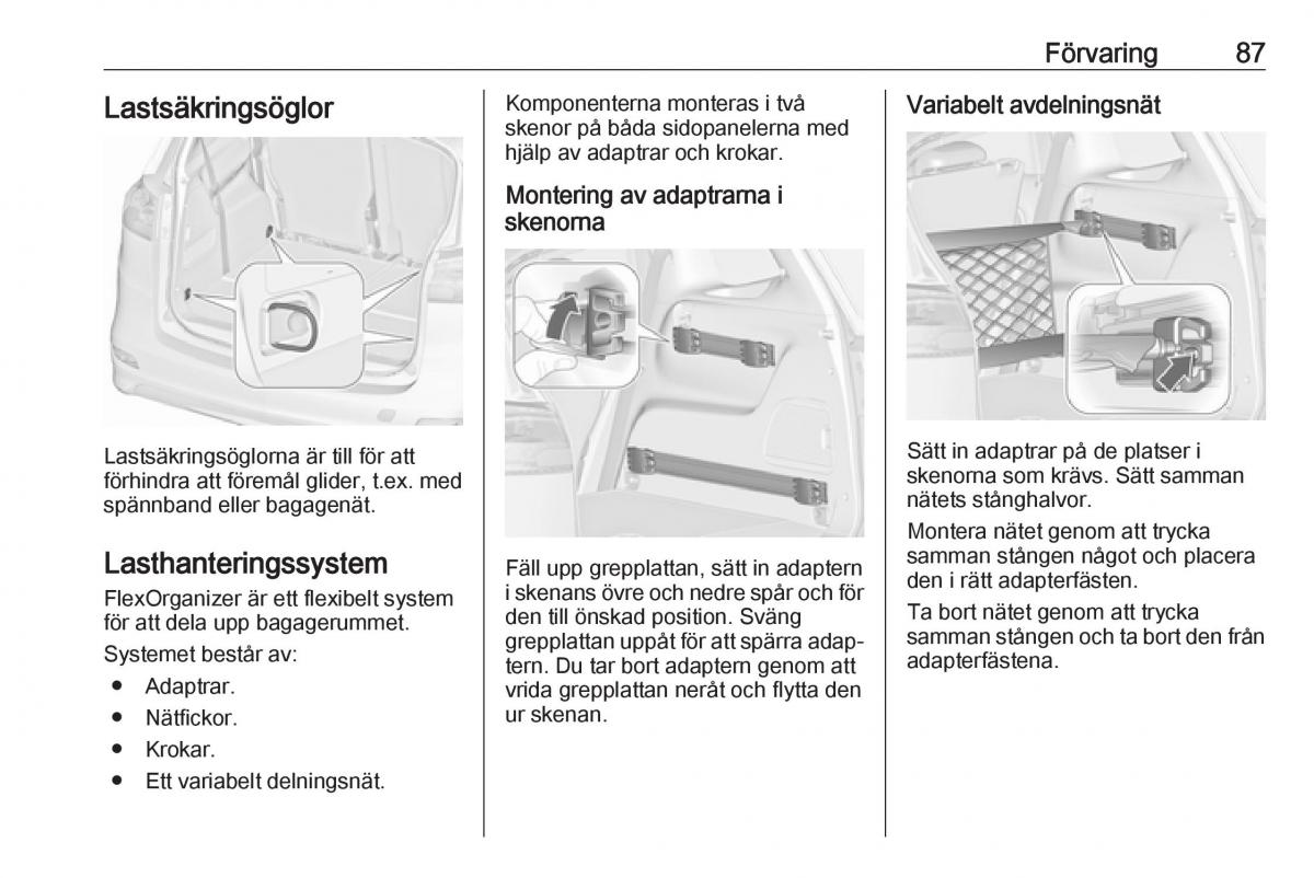 manual  Opel Zafira C FL instruktionsbok / page 89