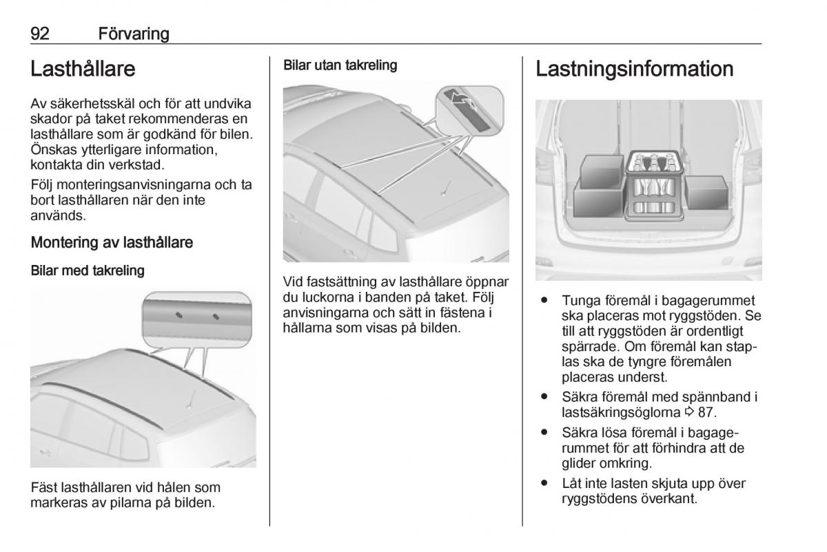 manual  Opel Zafira C FL instruktionsbok / page 94