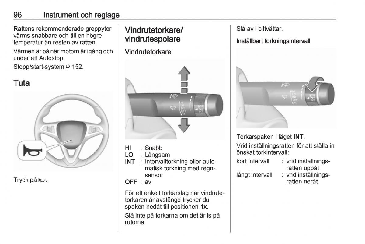 manual  Opel Zafira C FL instruktionsbok / page 98