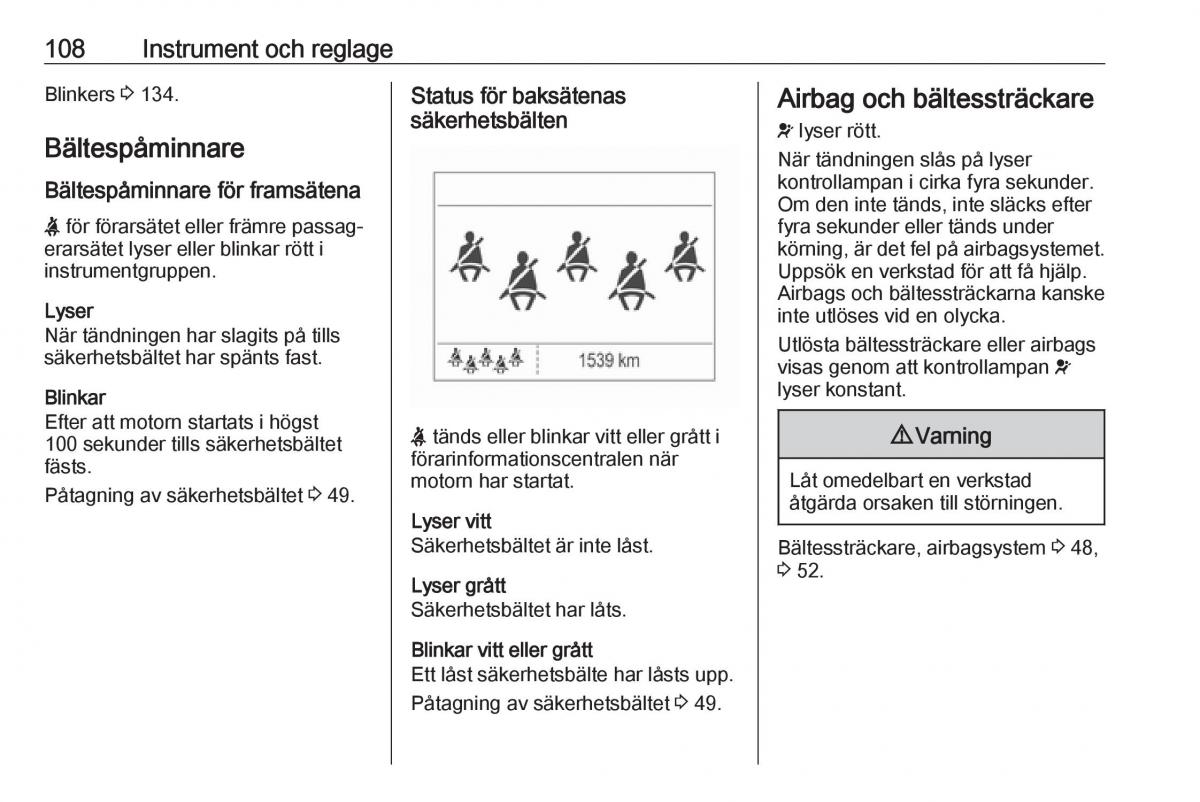 manual  Opel Zafira C FL instruktionsbok / page 110