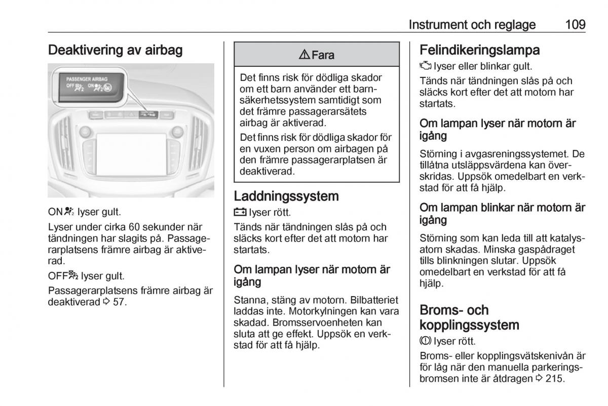 manual  Opel Zafira C FL instruktionsbok / page 111