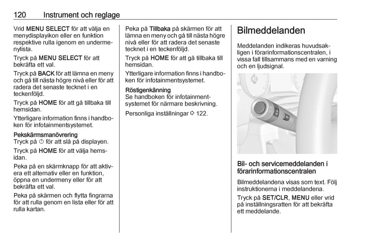 manual  Opel Zafira C FL instruktionsbok / page 122