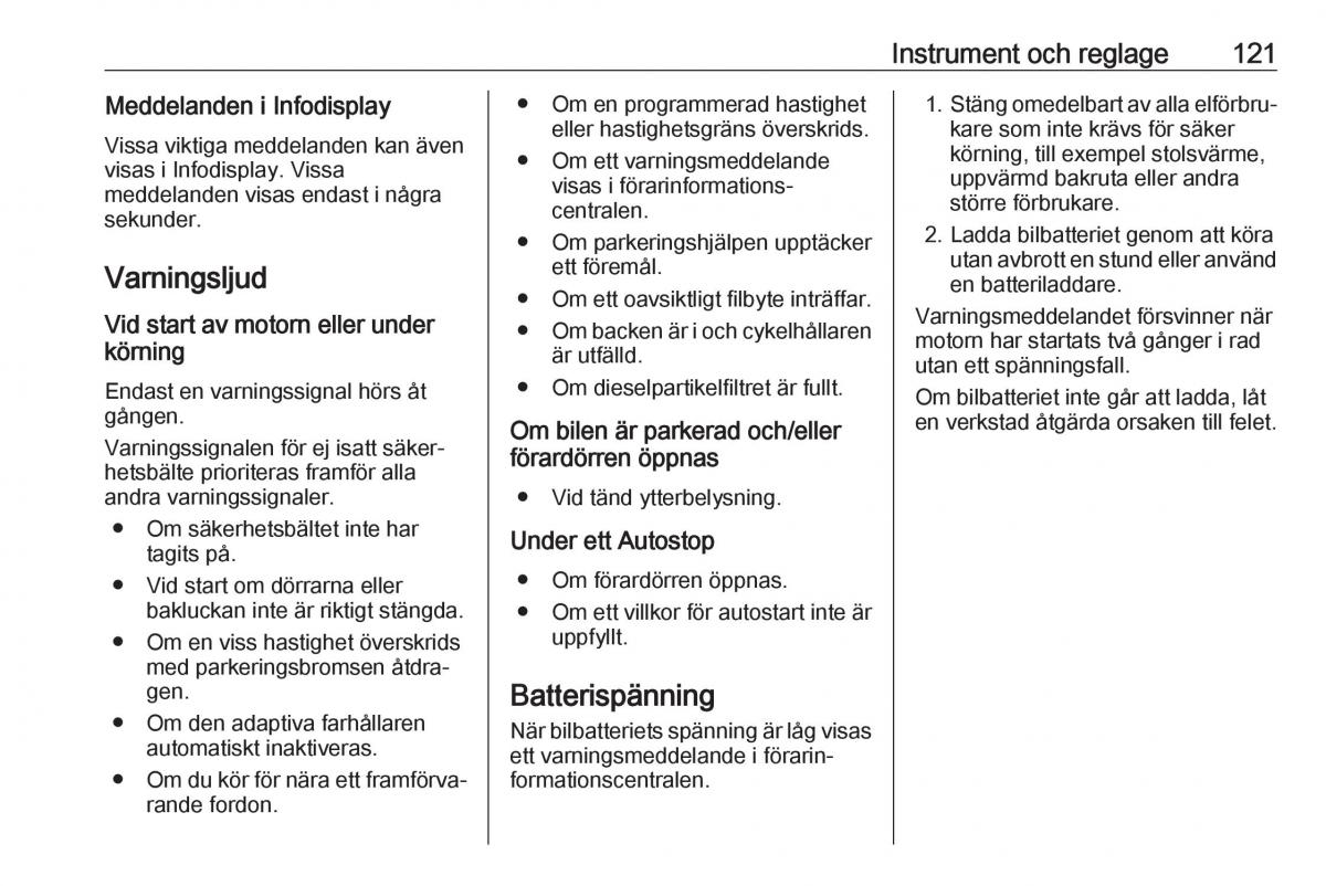 manual  Opel Zafira C FL instruktionsbok / page 123