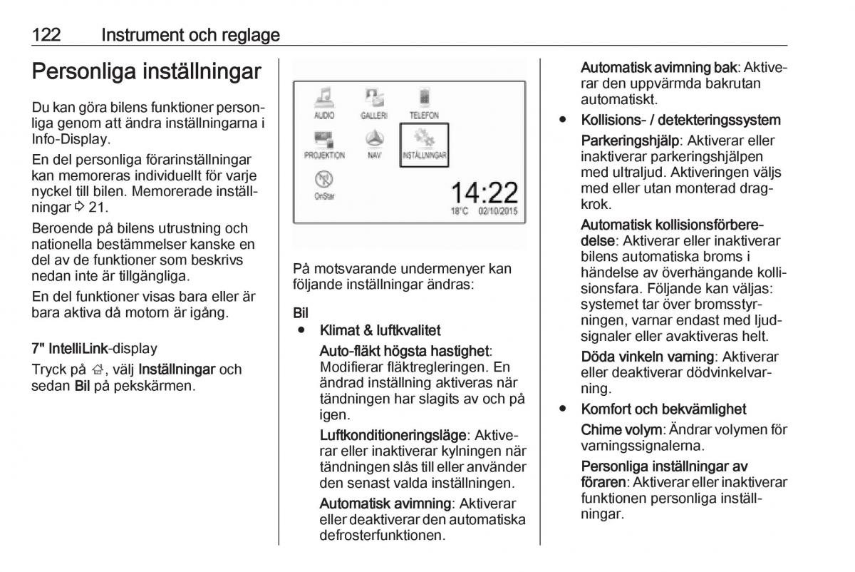 manual  Opel Zafira C FL instruktionsbok / page 124