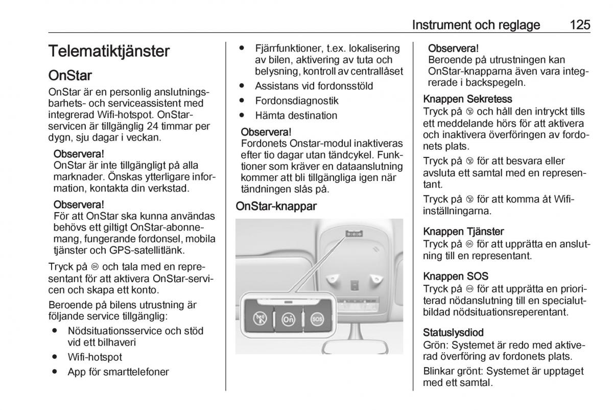 manual  Opel Zafira C FL instruktionsbok / page 127