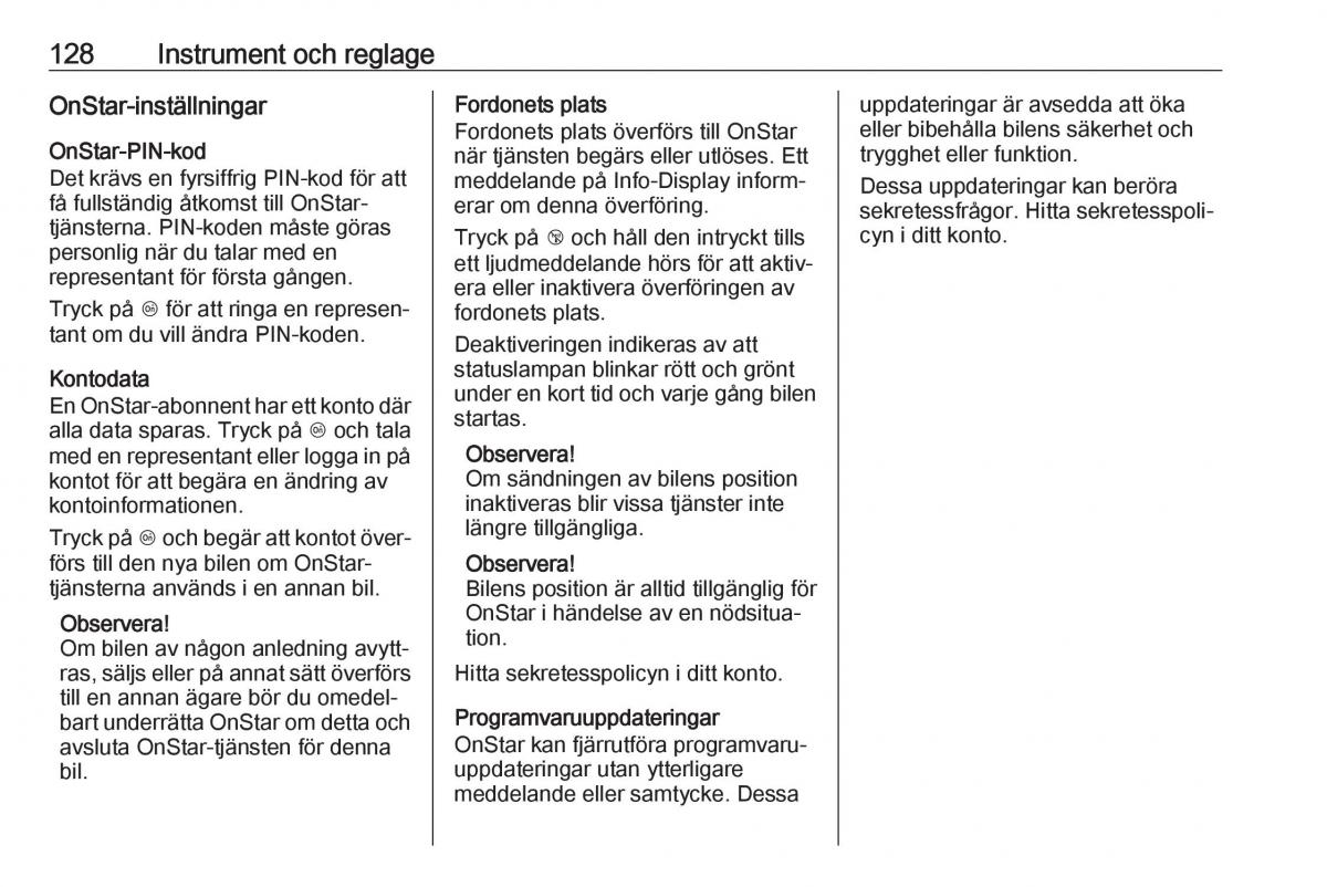 manual  Opel Zafira C FL instruktionsbok / page 130