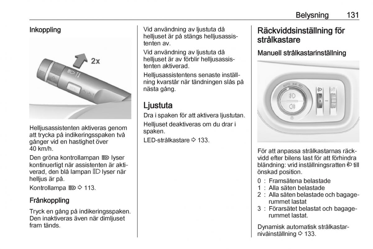 Opel Zafira C FL instruktionsbok / page 133