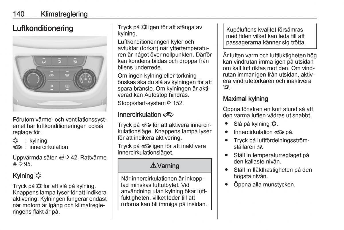 manual  Opel Zafira C FL instruktionsbok / page 142