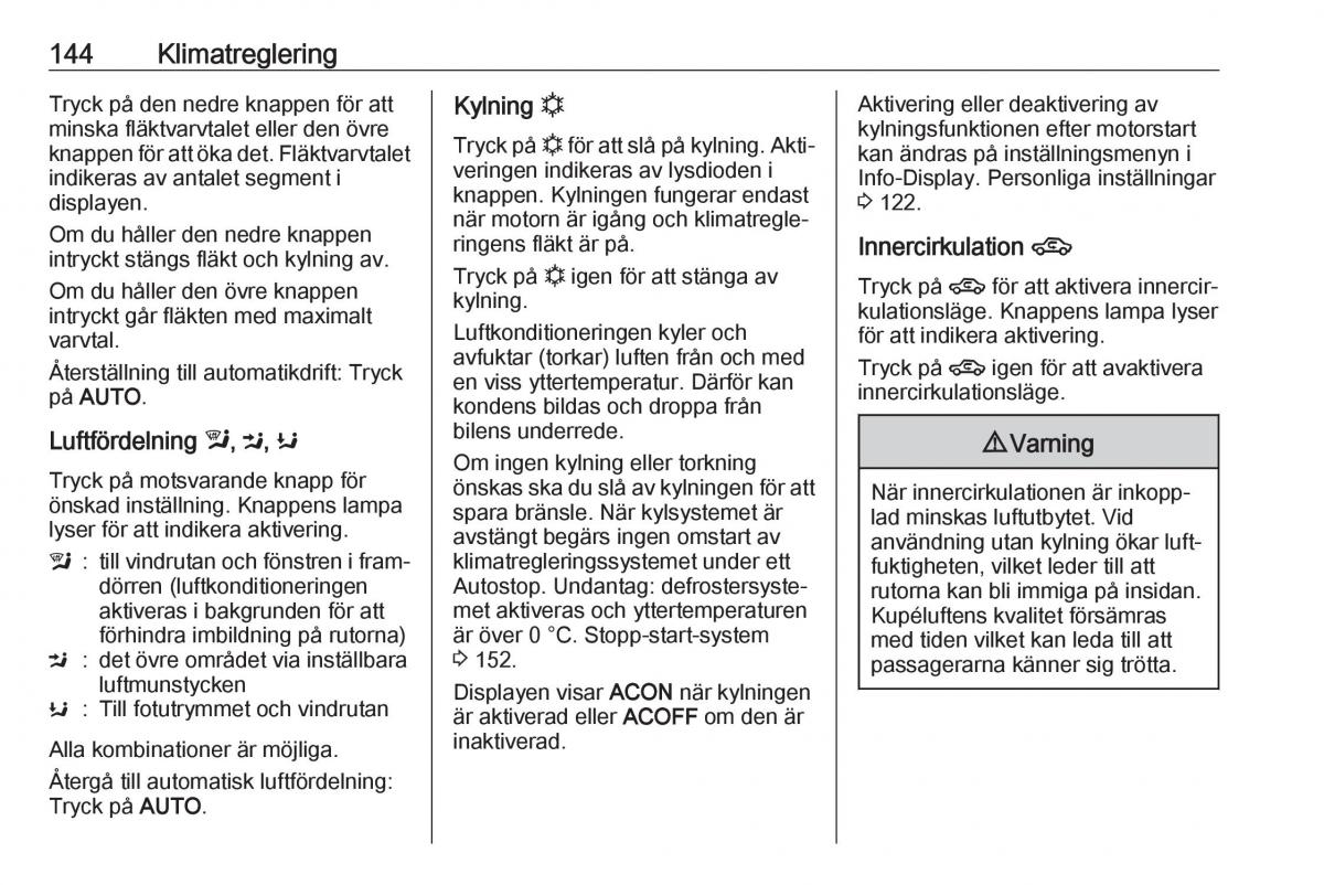 manual  Opel Zafira C FL instruktionsbok / page 146