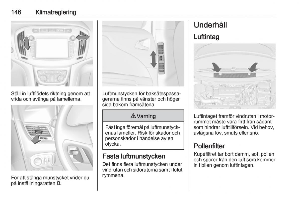 manual  Opel Zafira C FL instruktionsbok / page 148