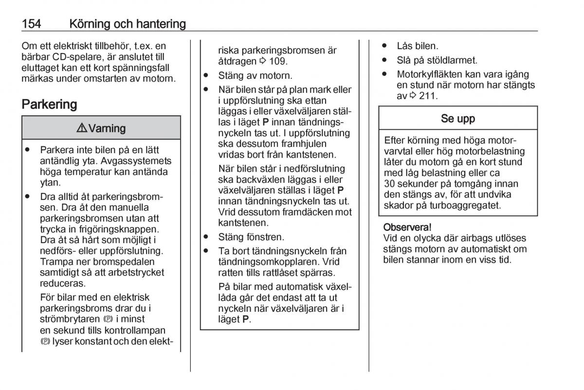 manual  Opel Zafira C FL instruktionsbok / page 156