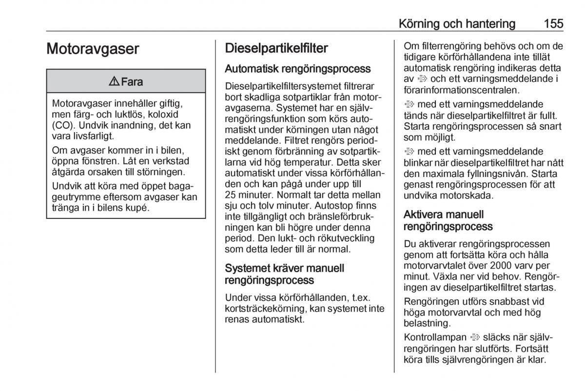 manual  Opel Zafira C FL instruktionsbok / page 157