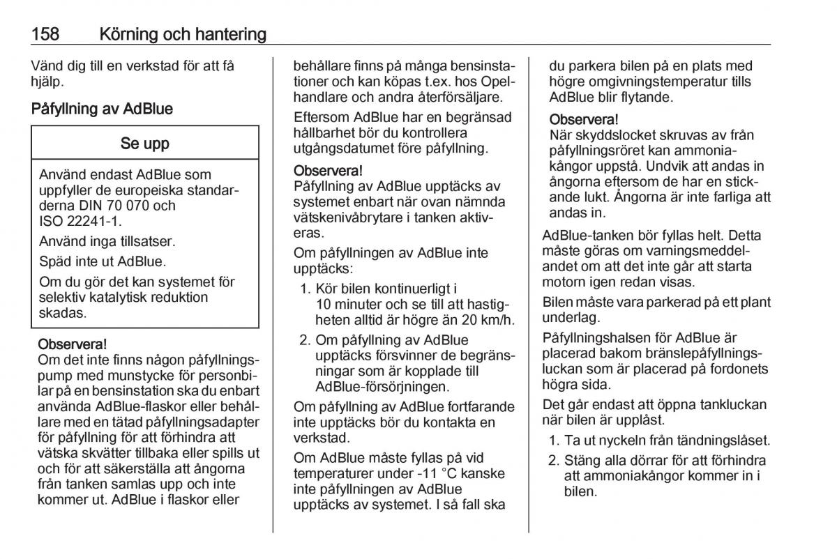 manual  Opel Zafira C FL instruktionsbok / page 160