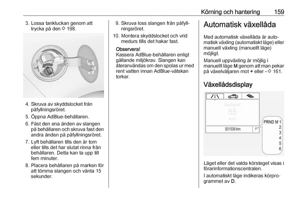 Opel Zafira C FL instruktionsbok / page 161