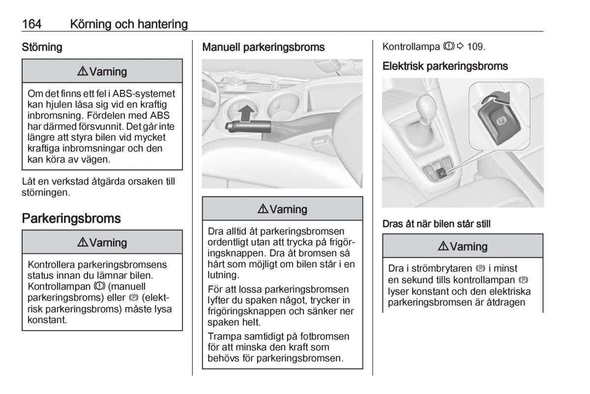 Opel Zafira C FL instruktionsbok / page 166