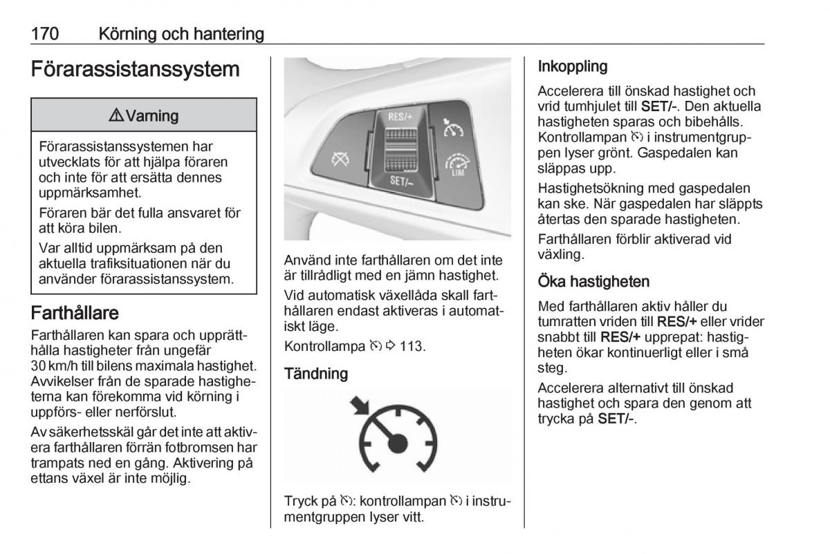 manual  Opel Zafira C FL instruktionsbok / page 172