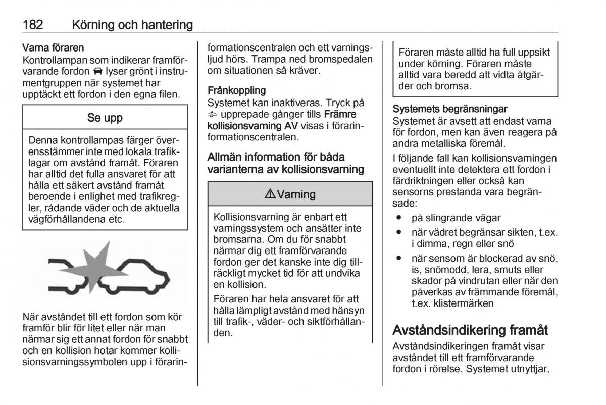 manual  Opel Zafira C FL instruktionsbok / page 184