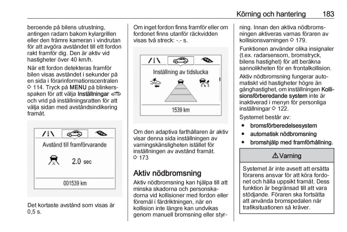 manual  Opel Zafira C FL instruktionsbok / page 185