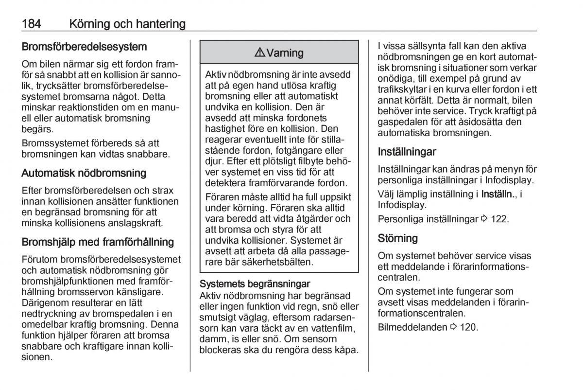 manual  Opel Zafira C FL instruktionsbok / page 186