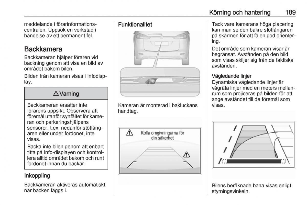 manual  Opel Zafira C FL instruktionsbok / page 191