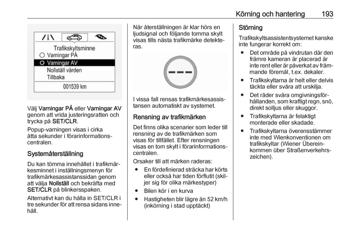 Opel Zafira C FL instruktionsbok / page 195