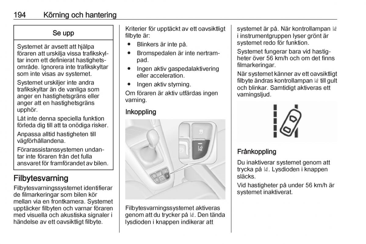 Opel Zafira C FL instruktionsbok / page 196