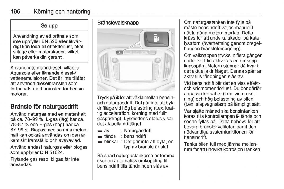 manual  Opel Zafira C FL instruktionsbok / page 198