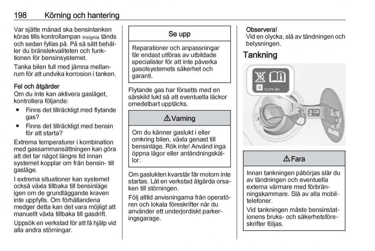 manual  Opel Zafira C FL instruktionsbok / page 200