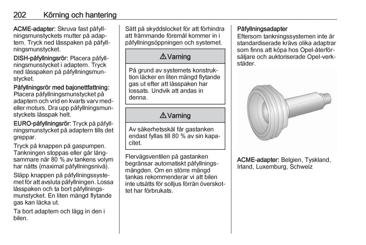 manual  Opel Zafira C FL instruktionsbok / page 204