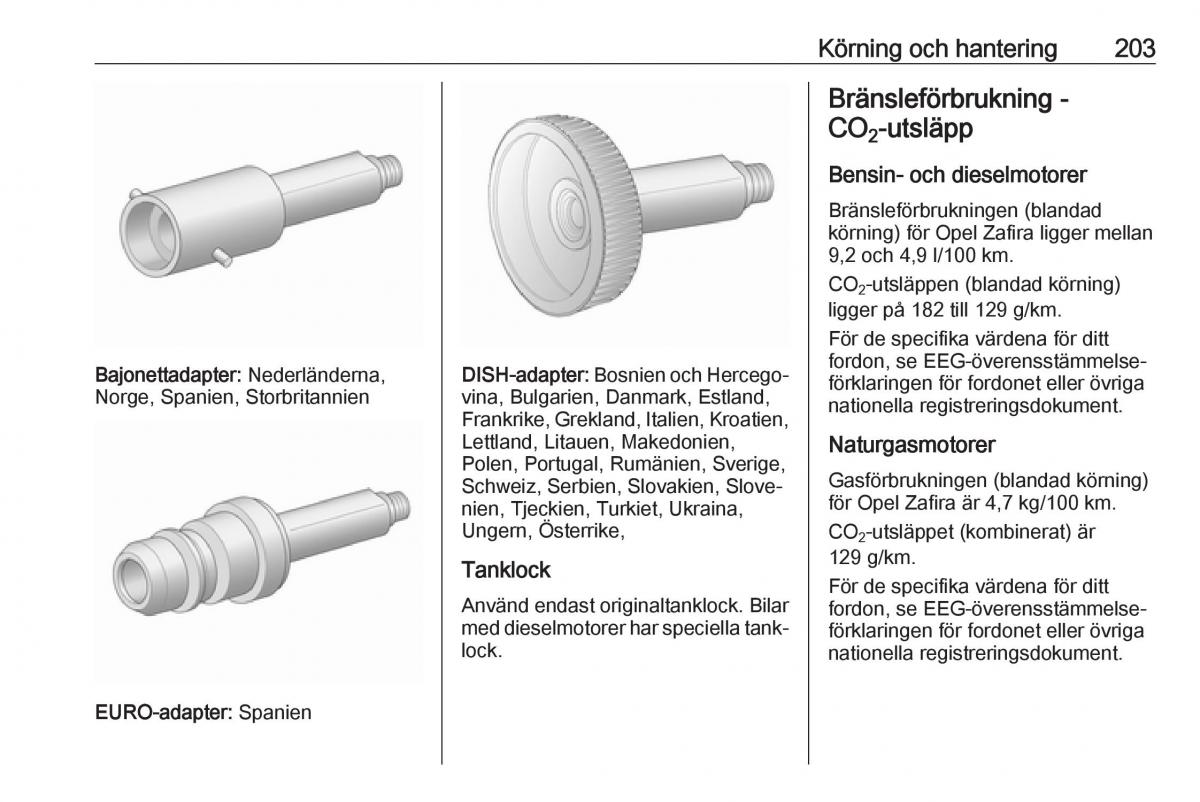 manual  Opel Zafira C FL instruktionsbok / page 205