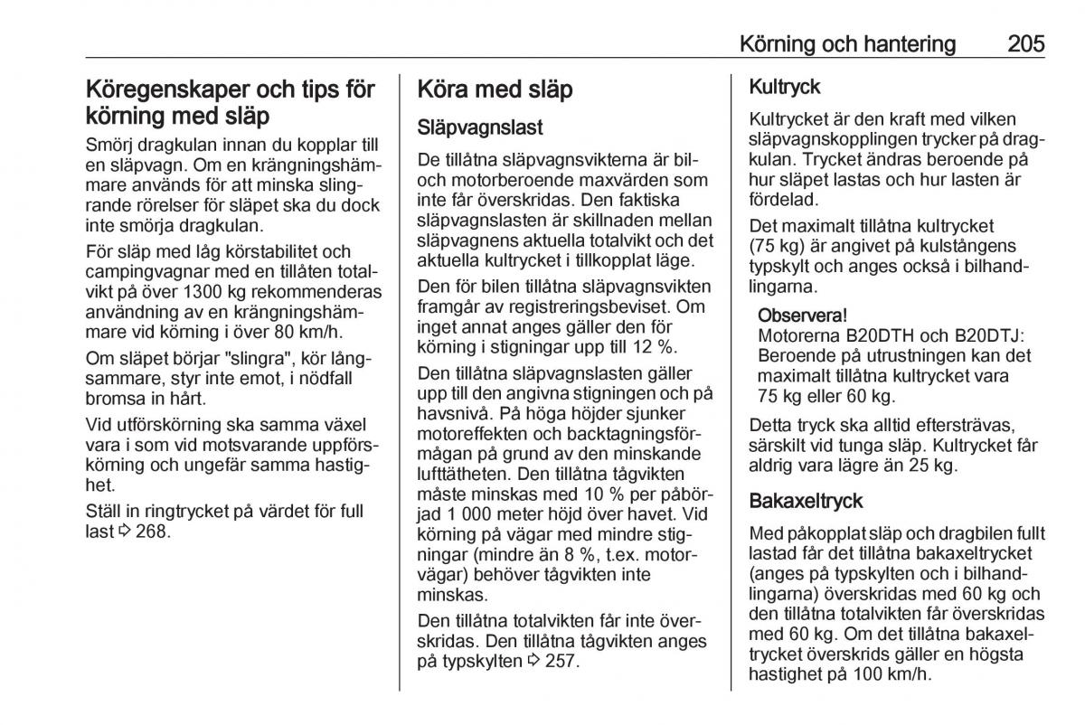 manual  Opel Zafira C FL instruktionsbok / page 207