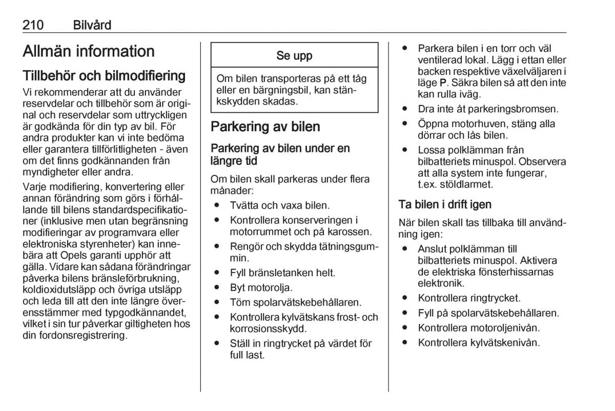 Opel Zafira C FL instruktionsbok / page 212