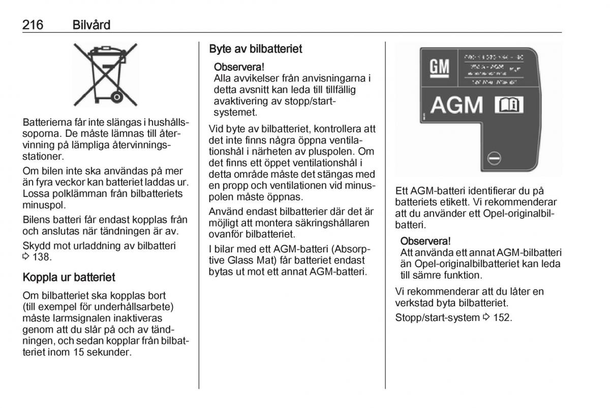 manual  Opel Zafira C FL instruktionsbok / page 218