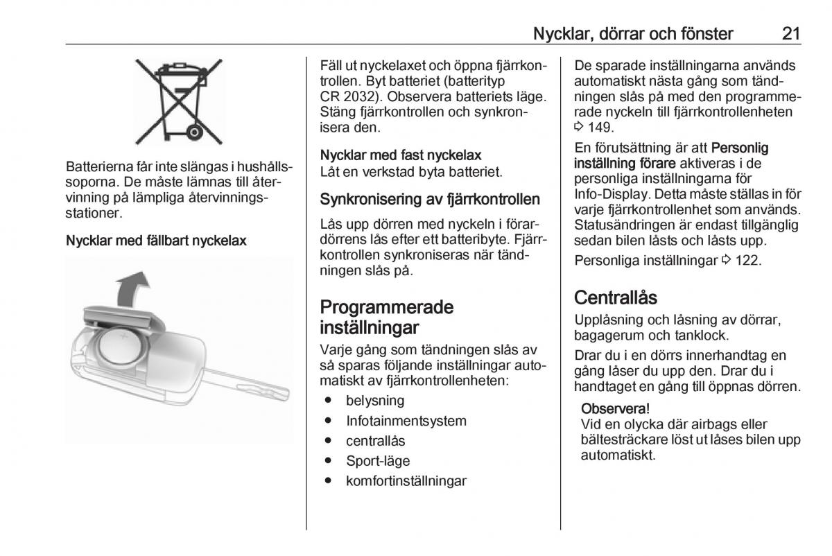 Opel Zafira C FL instruktionsbok / page 23