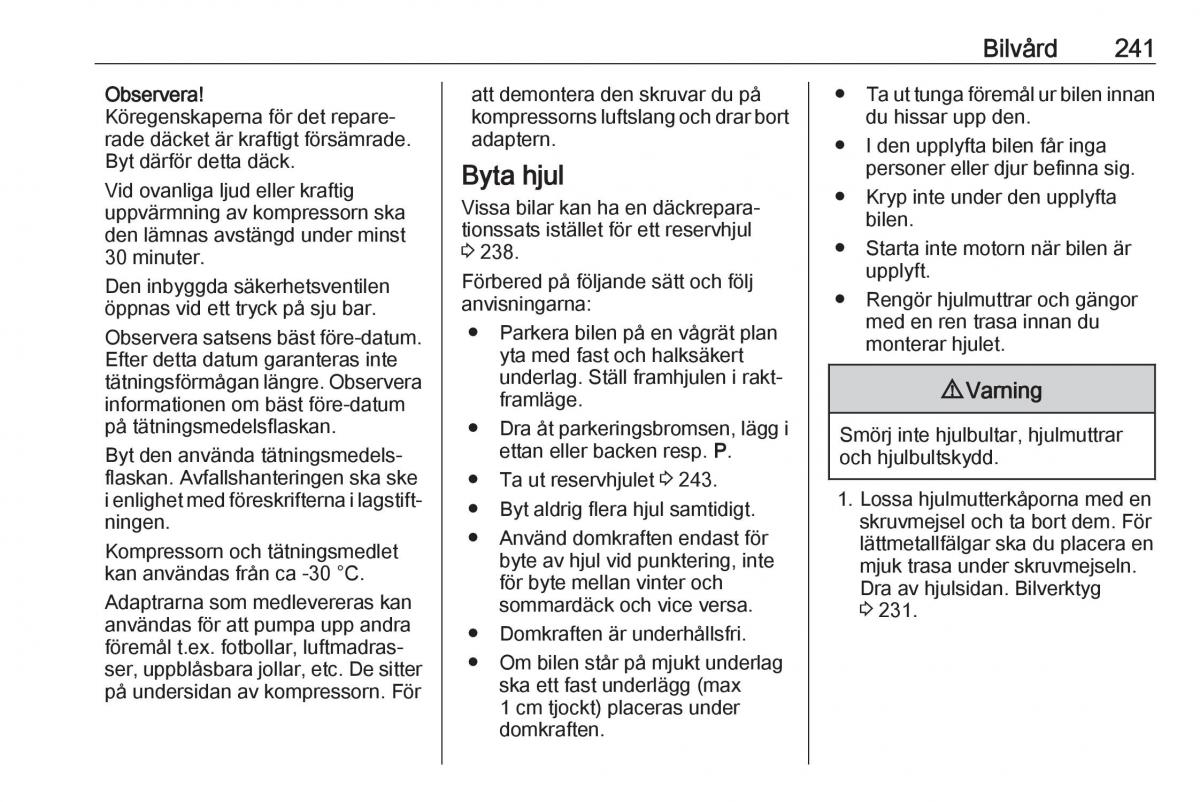 manual  Opel Zafira C FL instruktionsbok / page 243