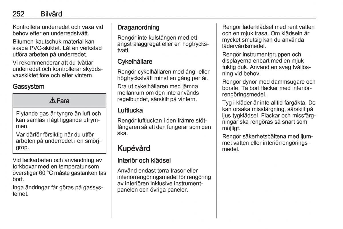 manual  Opel Zafira C FL instruktionsbok / page 254