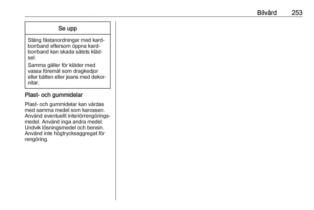 Opel Zafira C FL instruktionsbok / page 255