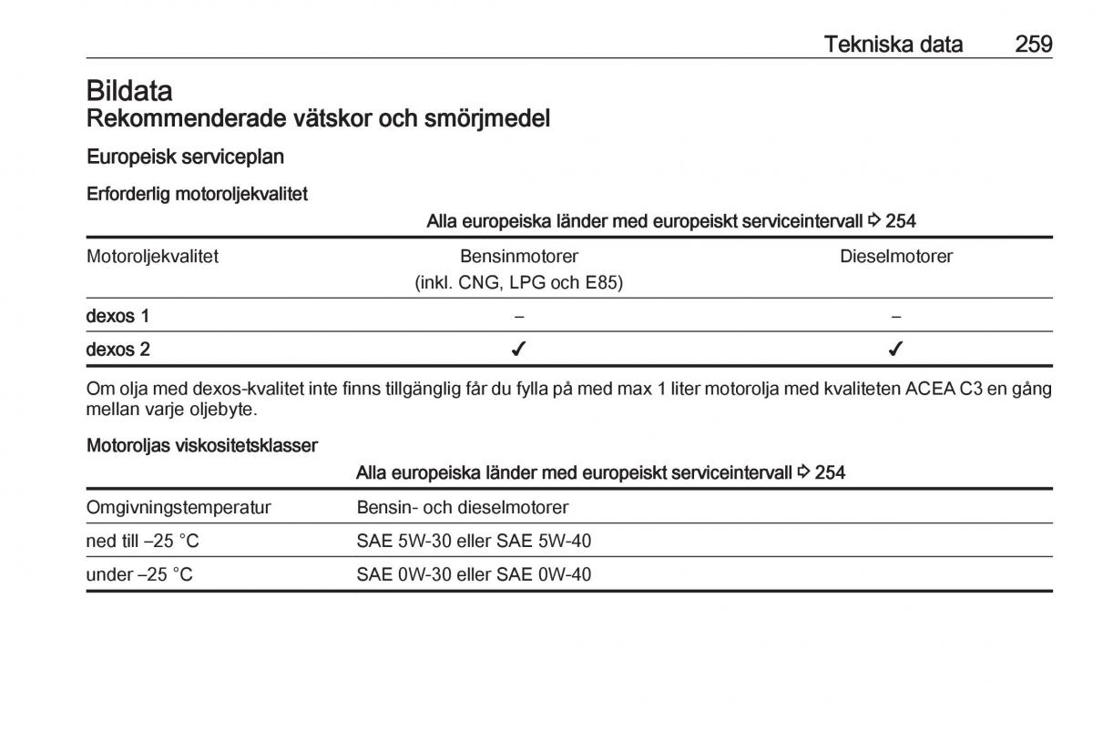 manual  Opel Zafira C FL instruktionsbok / page 261