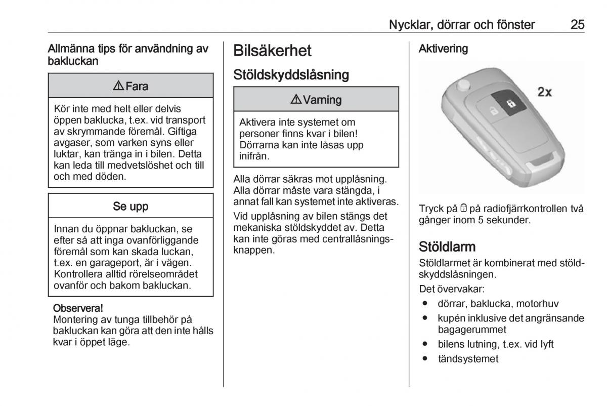 manual  Opel Zafira C FL instruktionsbok / page 27