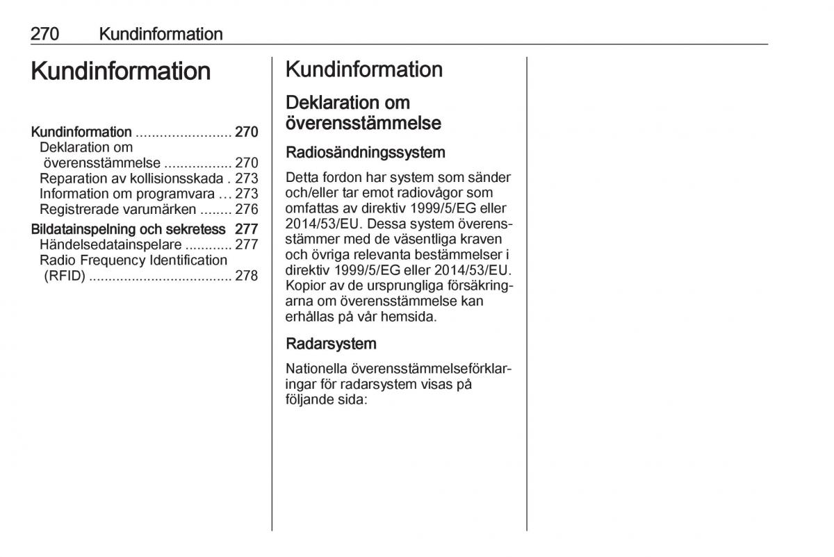 manual  Opel Zafira C FL instruktionsbok / page 272