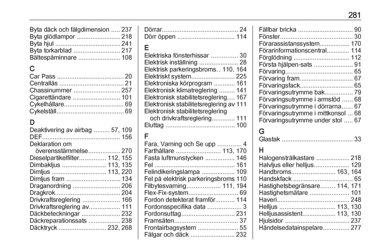 manual  Opel Zafira C FL instruktionsbok / page 283