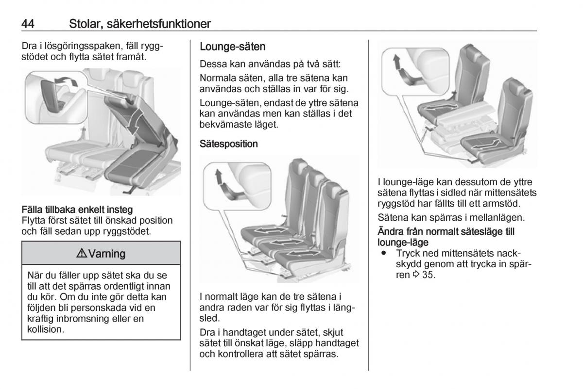manual  Opel Zafira C FL instruktionsbok / page 46