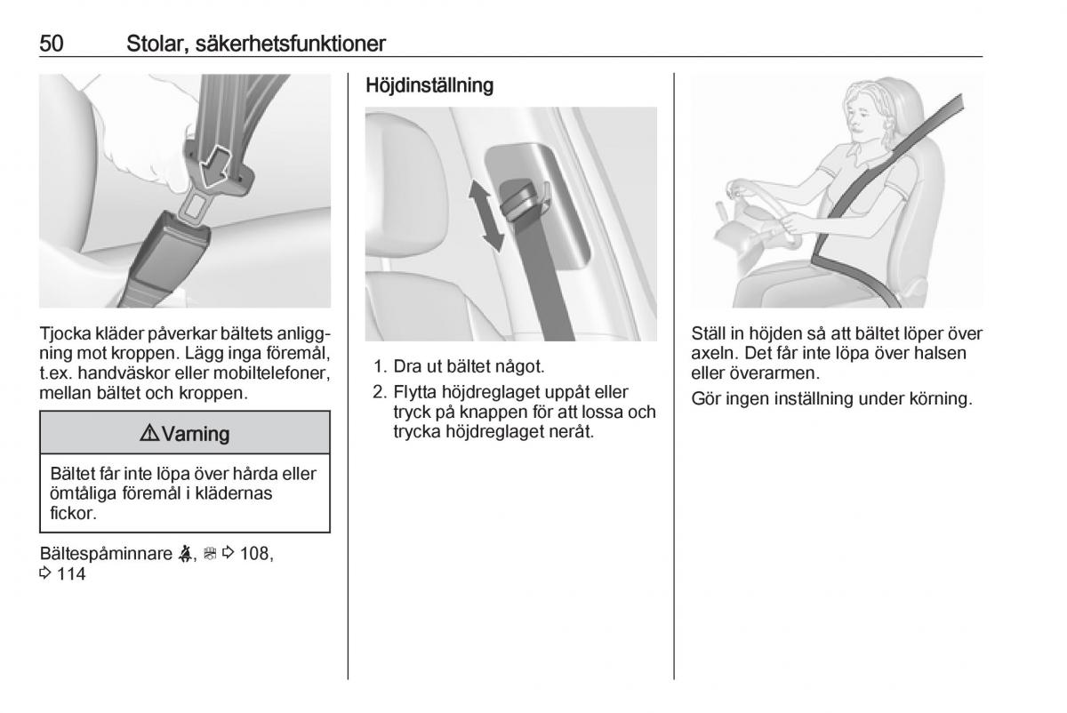 Opel Zafira C FL instruktionsbok / page 52