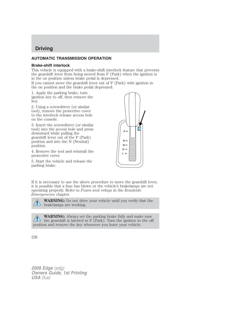 Forde Edge I owners manual / page 226