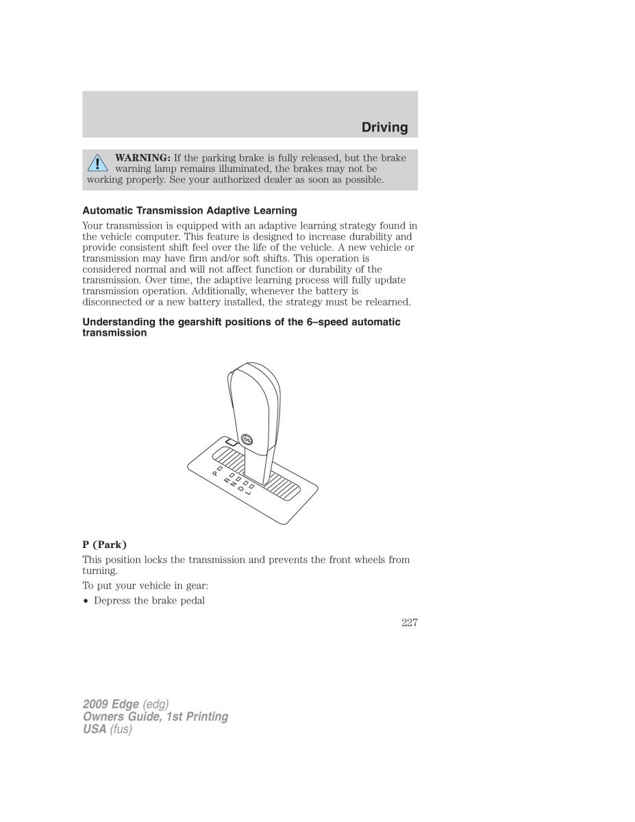 Forde Edge I owners manual / page 227