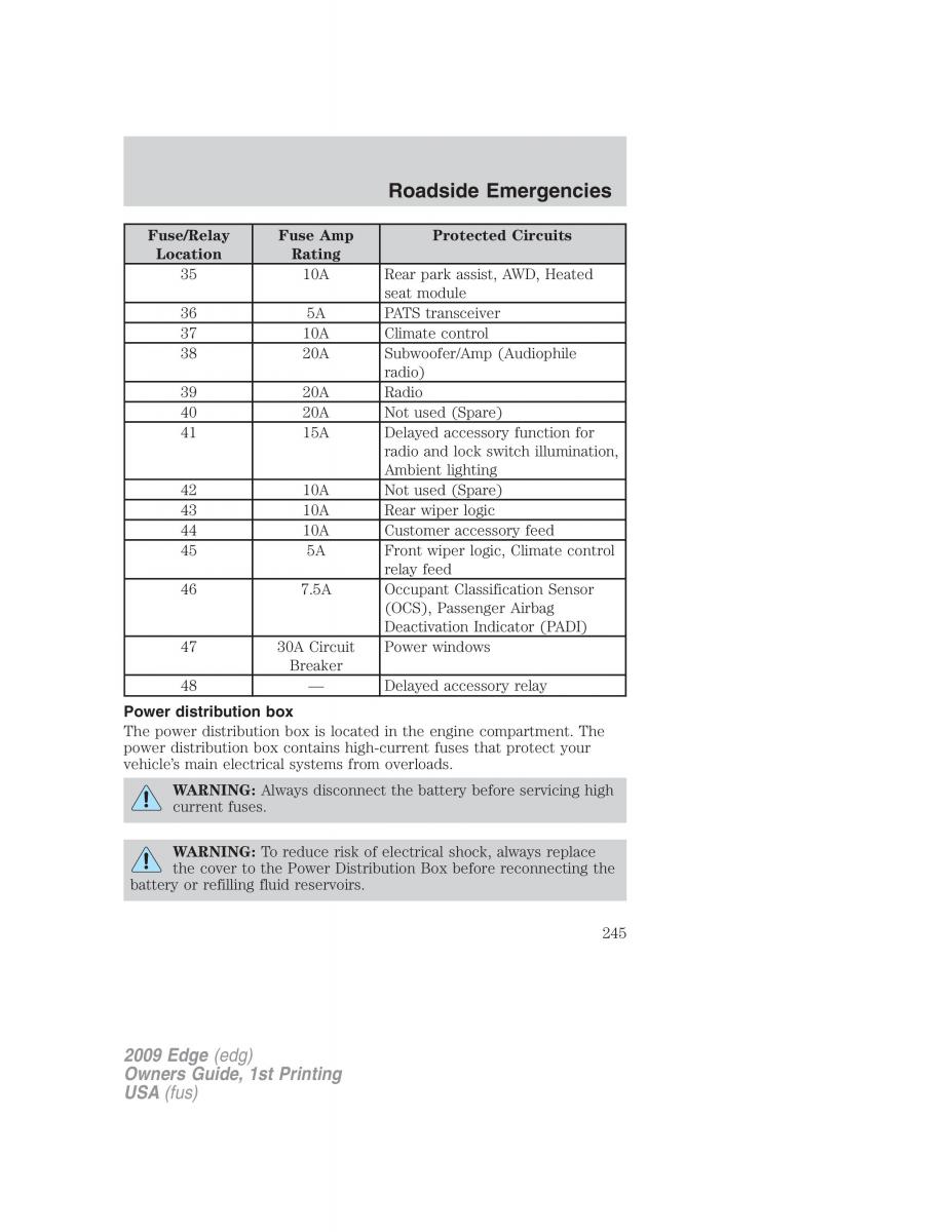 Forde Edge I owners manual / page 245